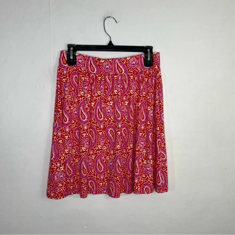 Boden Pull On Jersey Enchanted Paisley Pink Print Skirt Size 6 Petite